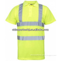 button closure reflective safety green polo shirt